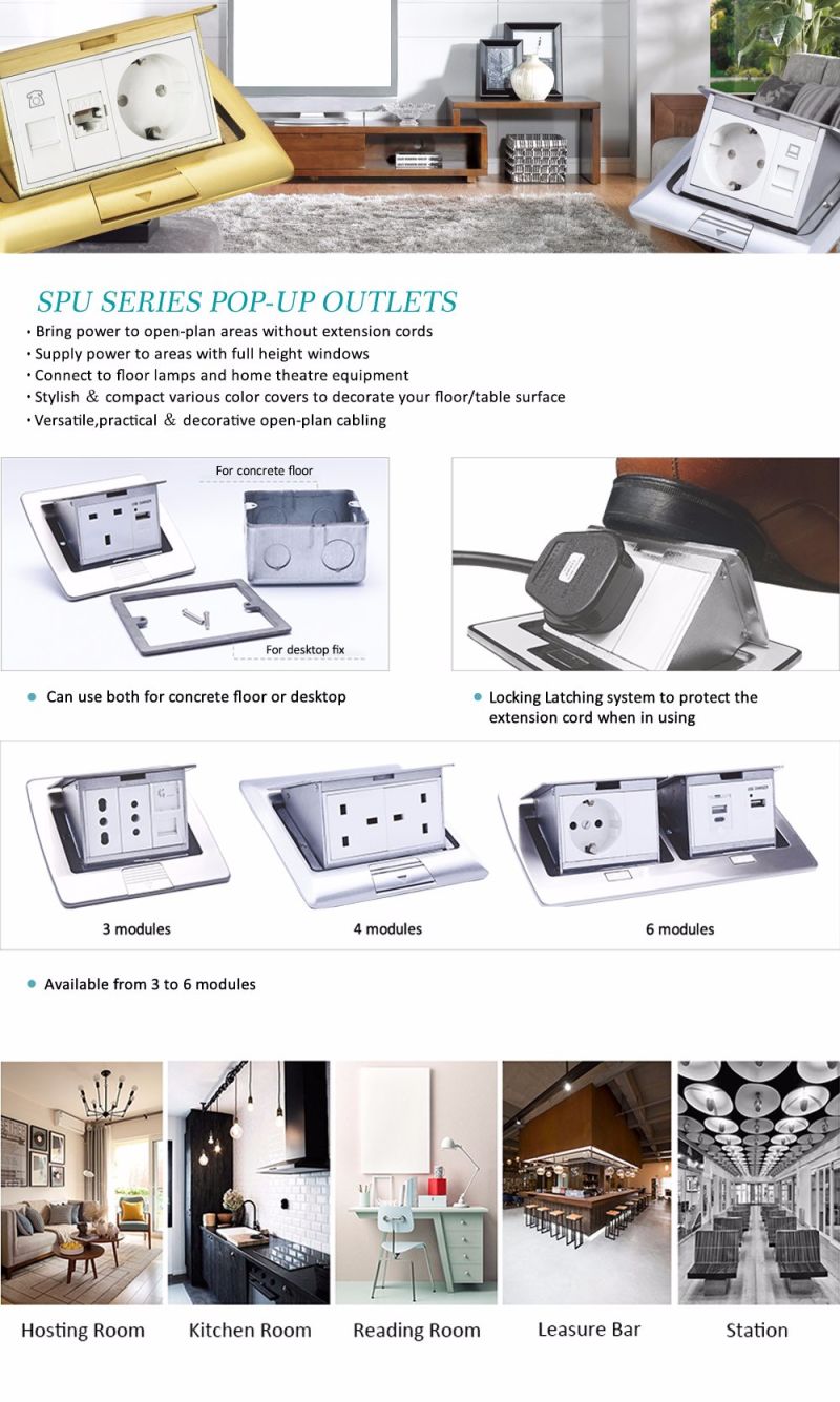 High Quality Pop-up Type Floor Socket/Floor Box/Desktop Socket