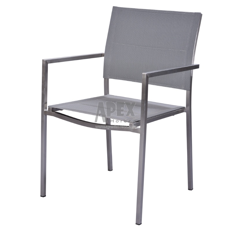Outdoor Stainless Steel Chair Textile Sling Chair Restaurant Furniture