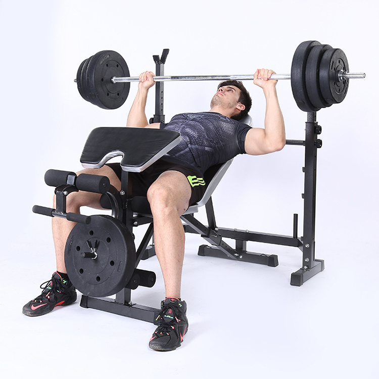 Foldable Strength Training Fitness Equipment Bench Press Barbell Bed Squat Rack Gym Weight Lifting Bench