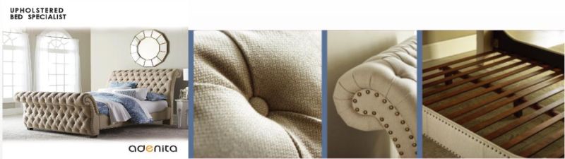 Fabric Upholstered Modern Velet Round Bed for Bedroom Furniture