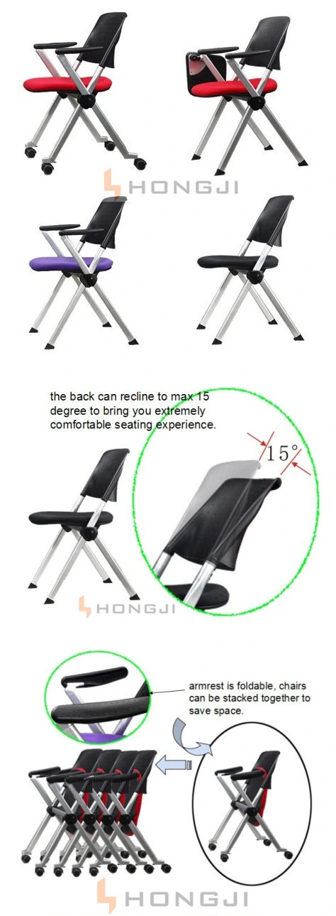 Stackable Metal Chair with Tablet, Plastic PP Training Chair