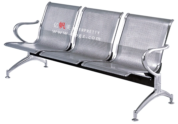 L Waiting Chair Stainless Steel Chair, 3-Seaters Public Seating