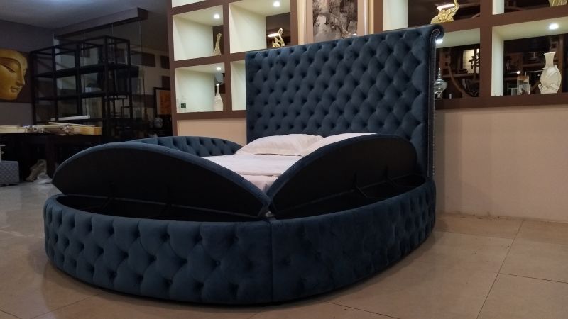 Bedroom Furniture Modern Velet Round Bed King Size