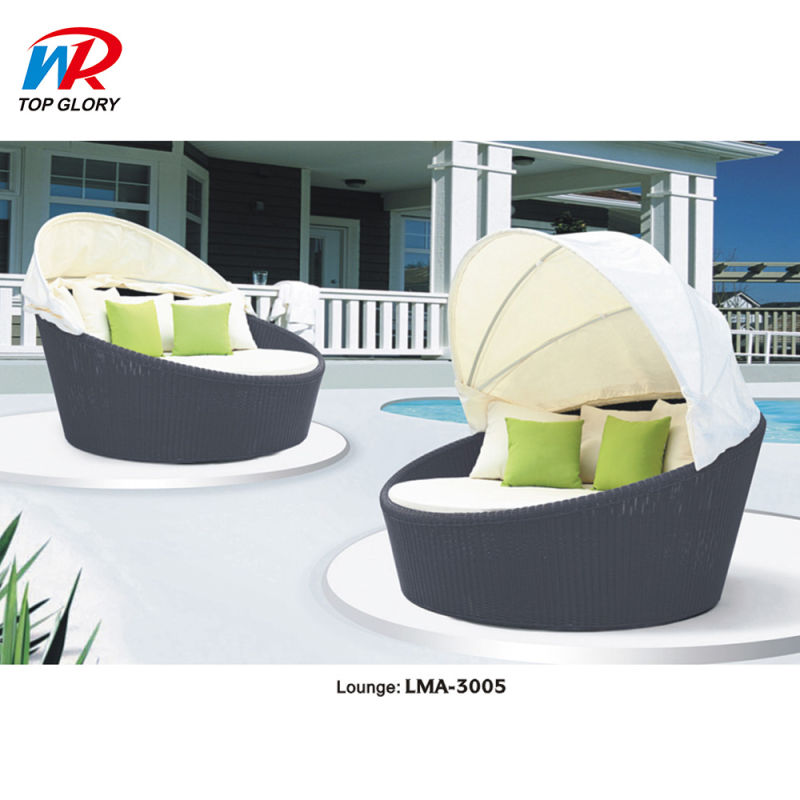 Rattan Outdoor Round Sunbed Round Lounge Suite Sun Bed Beach Luxury Rattan Sun Lounger Round Lounge Bed