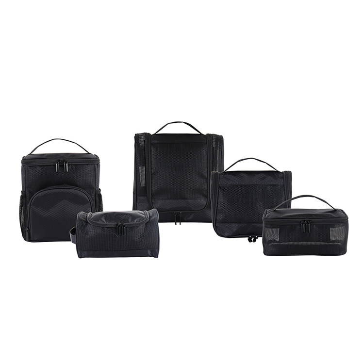 Wholesale Water Resistant Hanging Travel Toiletry Bag Men with Mesh Pockets Sturdy Hanging Hook Shower Bag-Black