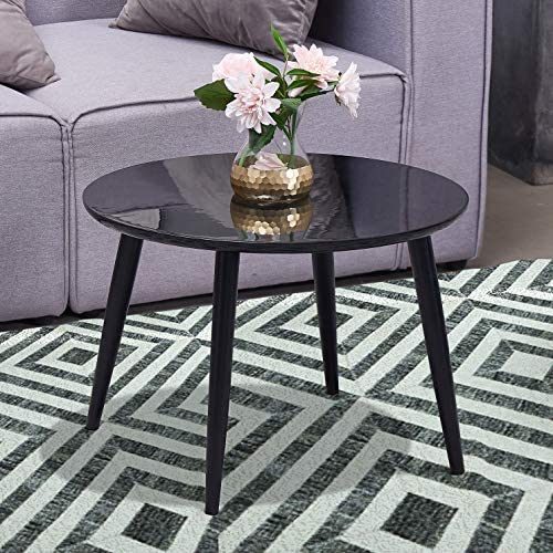 Coffee Table, Round Coffee Table Black for Living Room