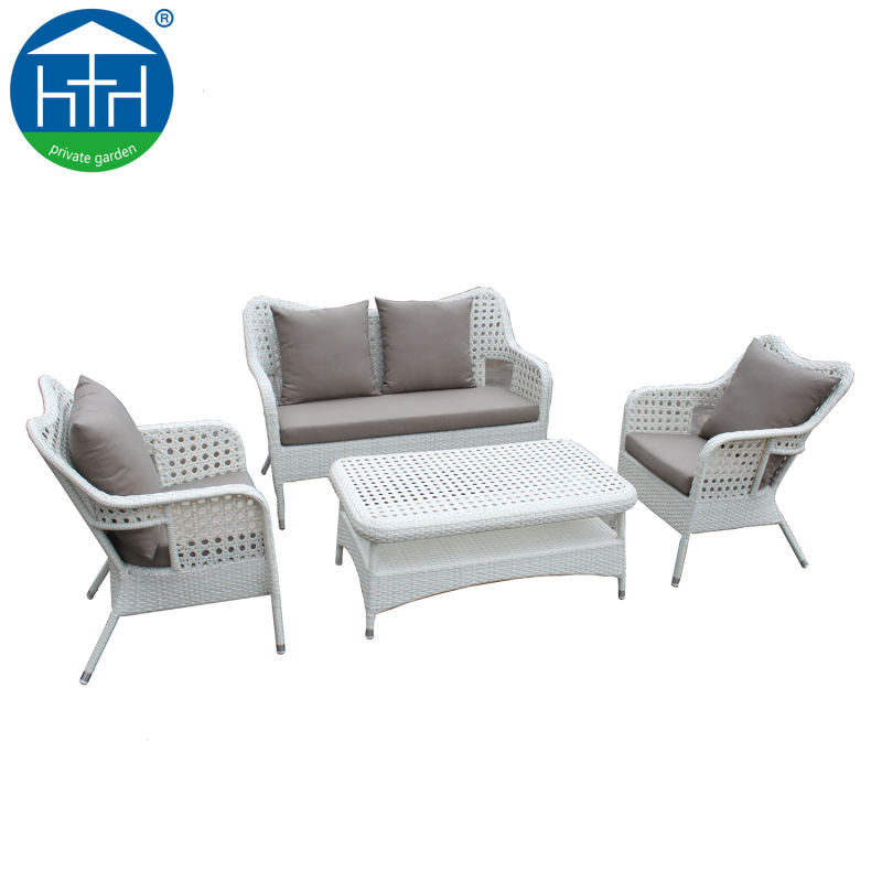 Luxury Modern Rattan Wicker Deep Seat U Shape Outdoor Sofa Set Home Living Room Big Sofa Water Proof UV