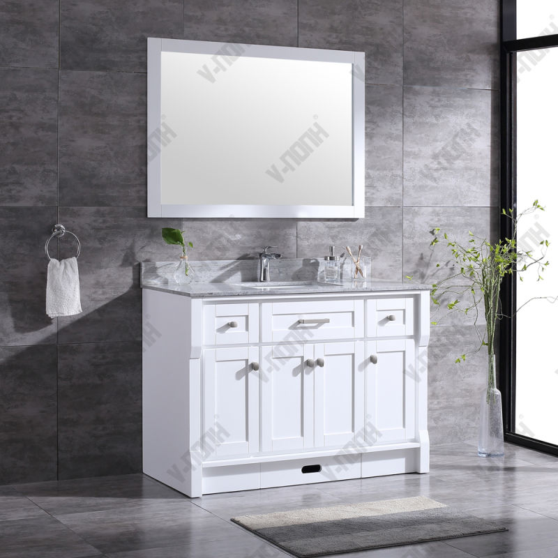 36" Solid Wood Single Sink White Bathroom Cabinet