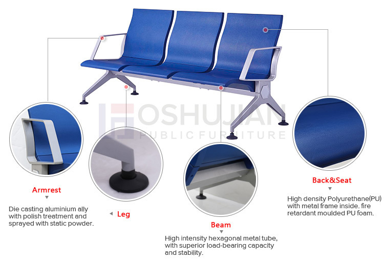 Modern Style Public Waiting Room Chairs Seating Airport Bench