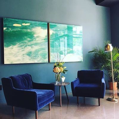 Nordic Marine Blue Velvet Armrest Sofa Couch Living Room Modern Fabric Sofa