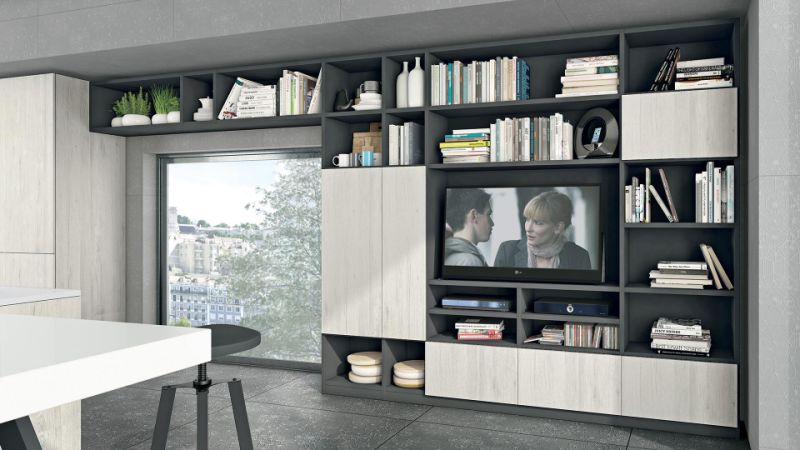 Modern Furniture White Lacquering TV Cabinet with Glass Door