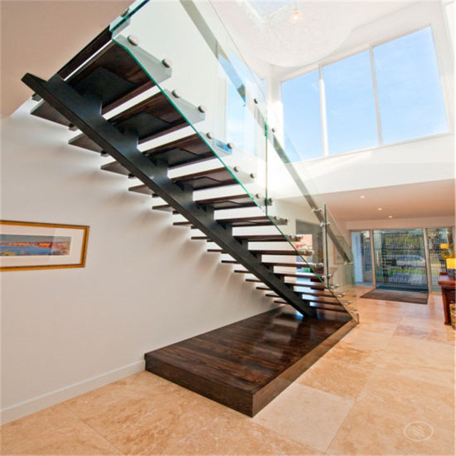 Easily Installed Wood Tread Double Beam Staircase