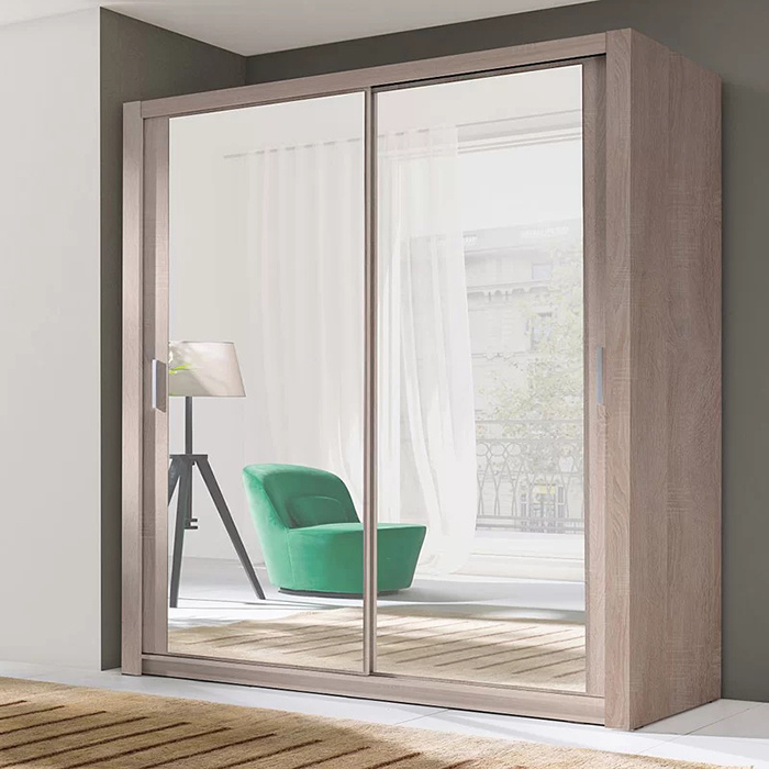 Modern Bedroom Sliding Door Wardrobe with Mirror (HF-WF07071)