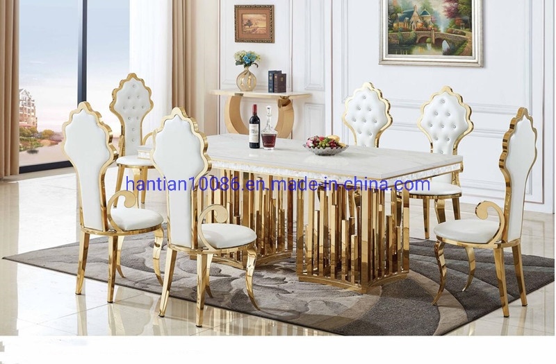 Heigh Adjustable High Back Chair Gold Stainless Steel Dining Chair