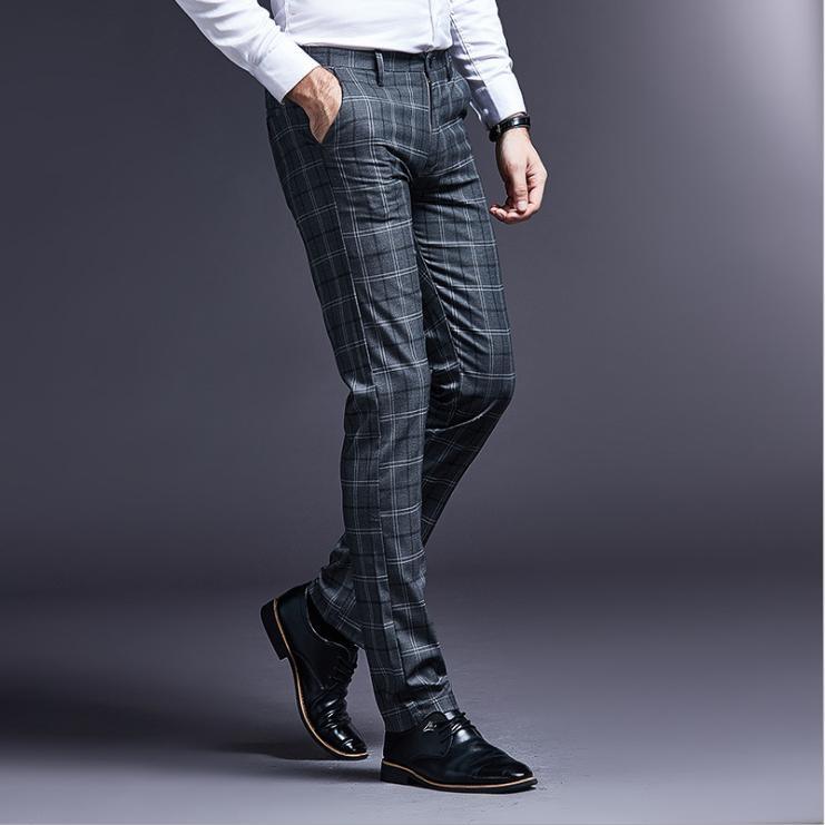 Men's Casual, Stylish, Breathable Suits, Plaid Trousers