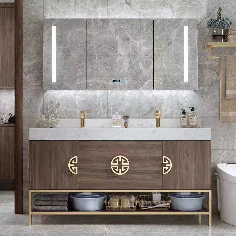 Marble Countertop Solid Wood Toilet Storage Modern Bathroom Vanity