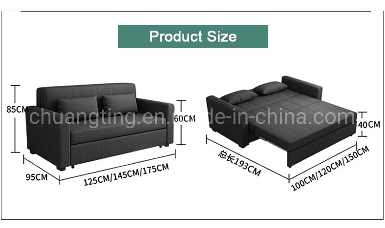 Hotel Fabric Sofa Cum Bed Pull out Couch with Storage