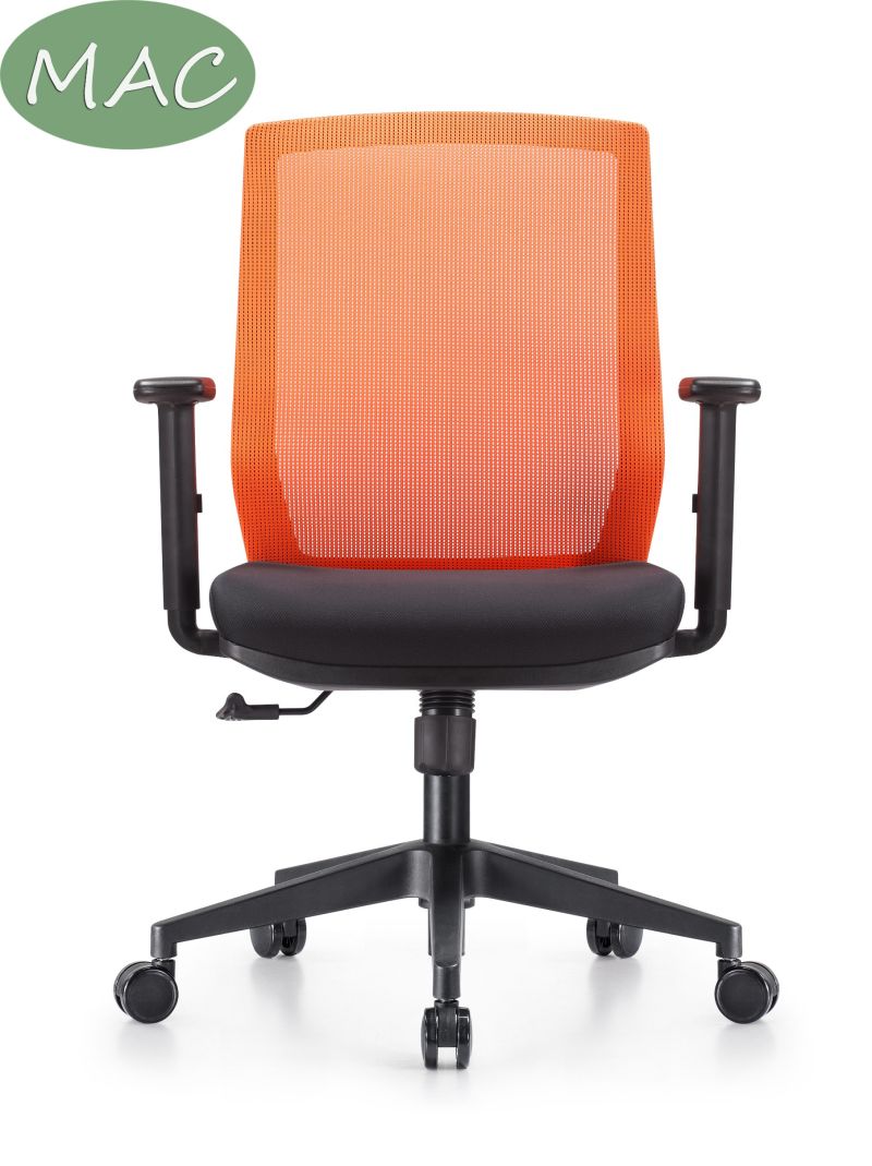 Adjustable Armrest Office Staff Mesh Chairs in Orange Color