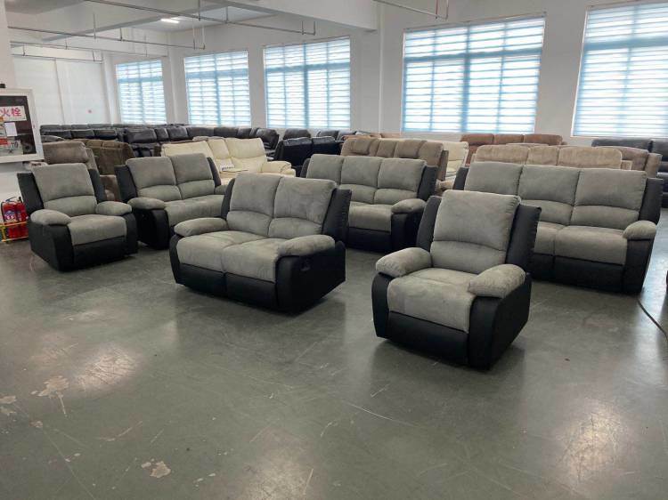 Modern Style Functional Sofa Push Back Recliner PU Sofa with 2 Cupholders