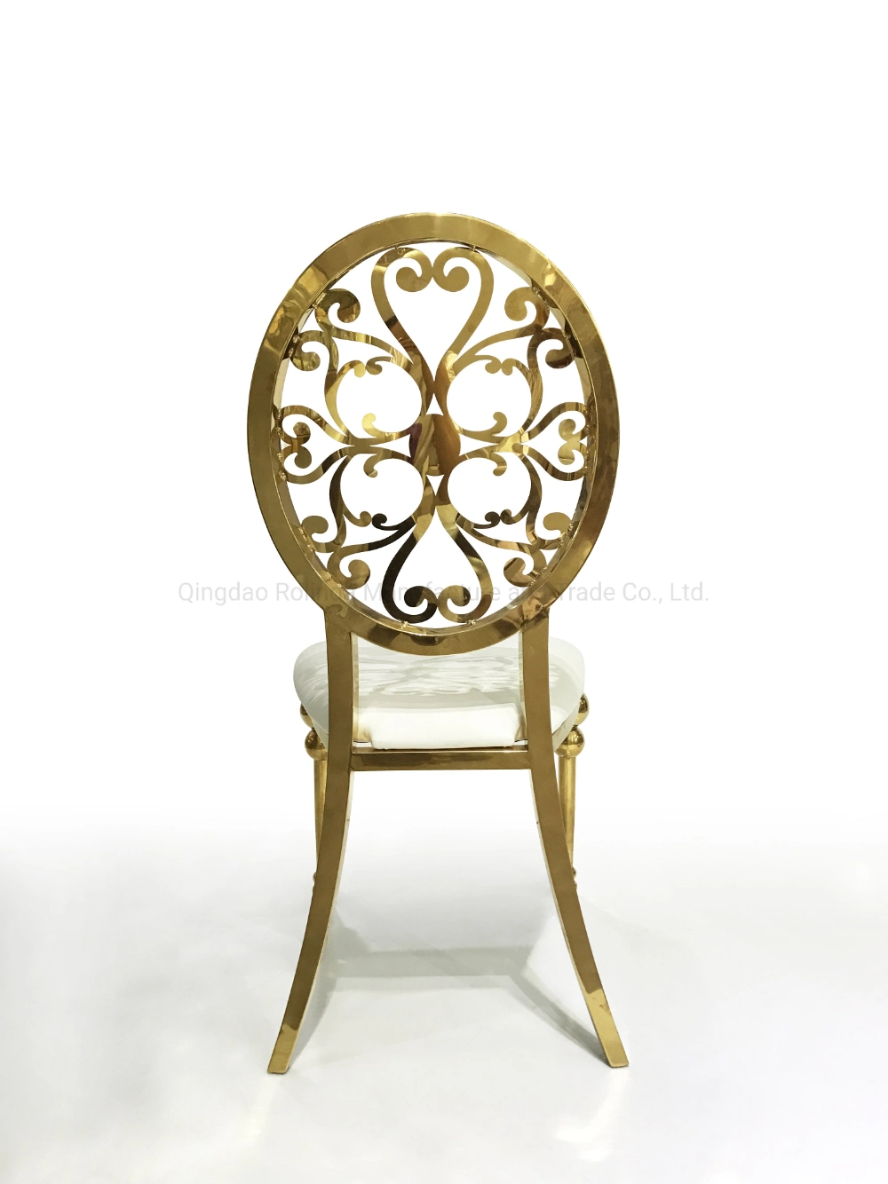 Round Back Gold Wedding Stainless Banquet Chair Dining Steel Chair