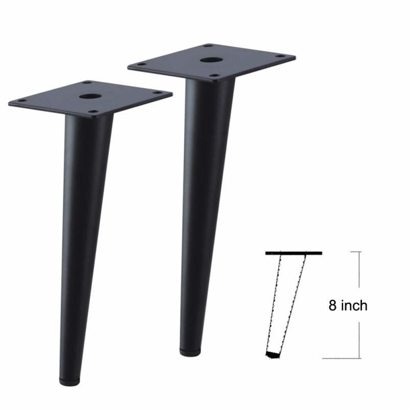 Metal Taper Pipe Round Sofa Leg Hardware Fittings for End Table TV Stand Cabinet