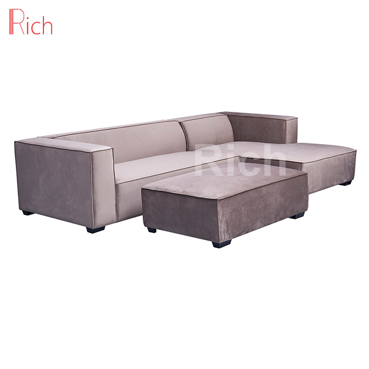 Wooden Oversized Couch Grey Fabric Living Room Furniture Sofa Sectional