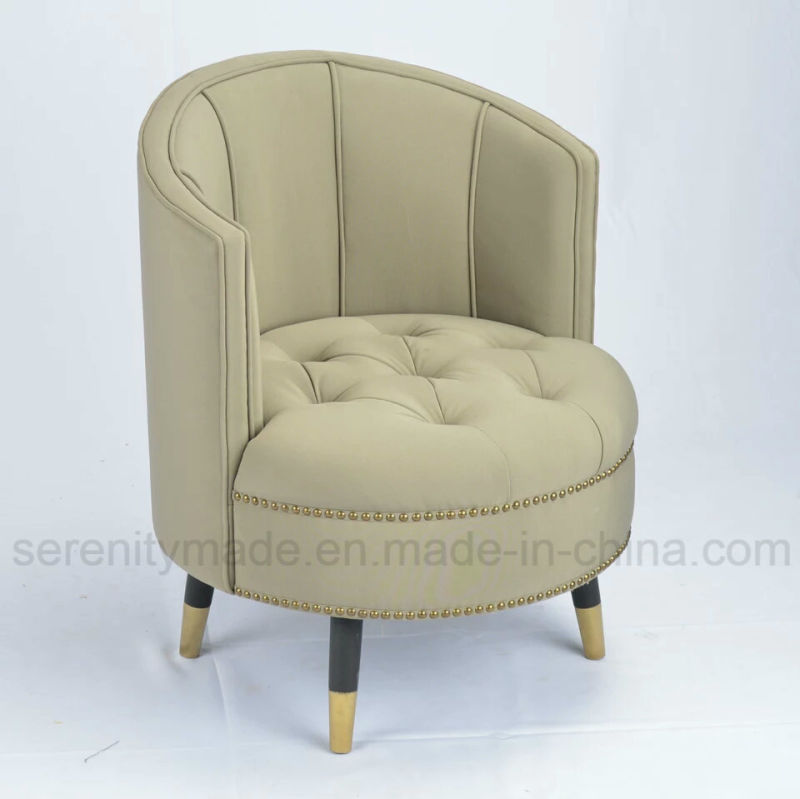 Modern Hotel Restaurant Velvet Upholstered Tufted Round Sofa Chair