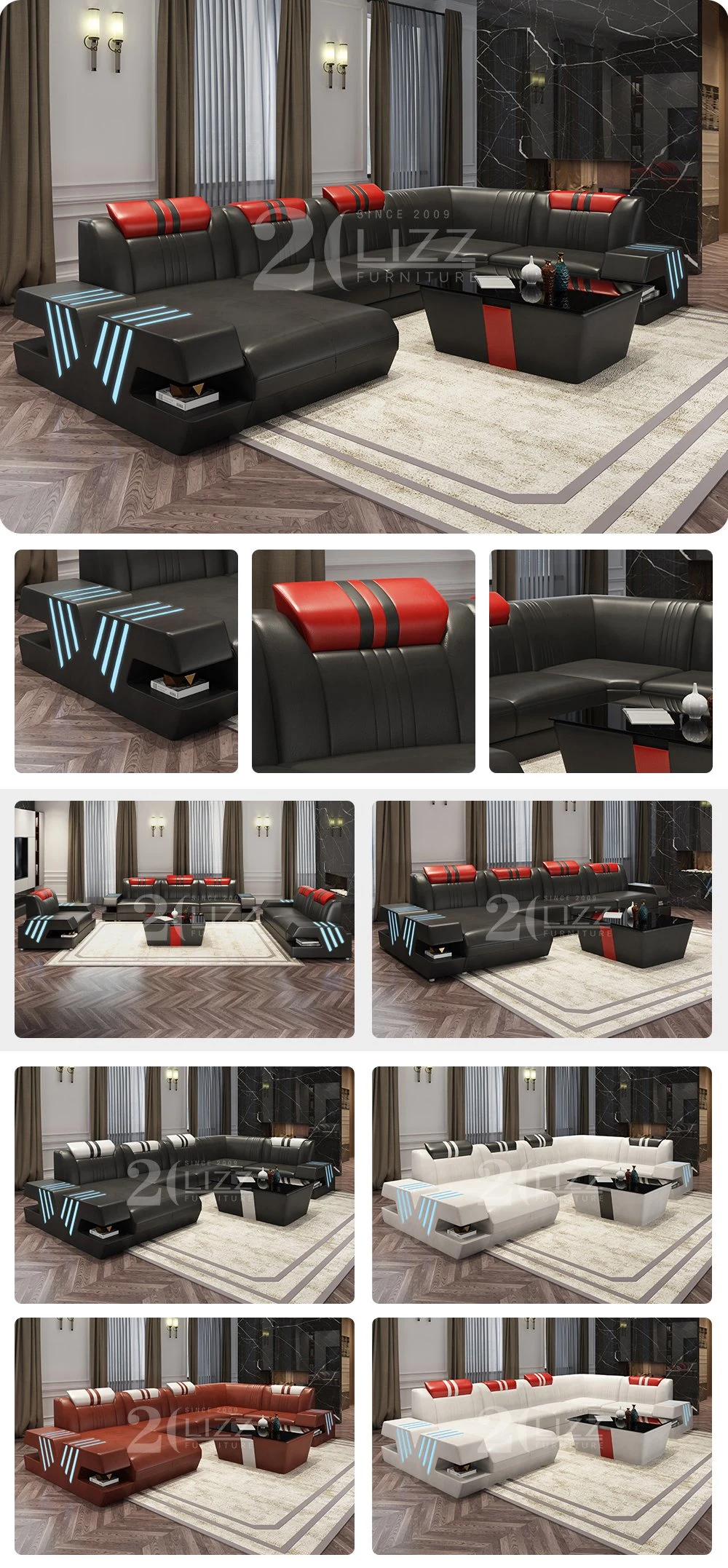 Modern European Style Leather Sofa Furniture Home Leisure Chaise Lounge Sofa