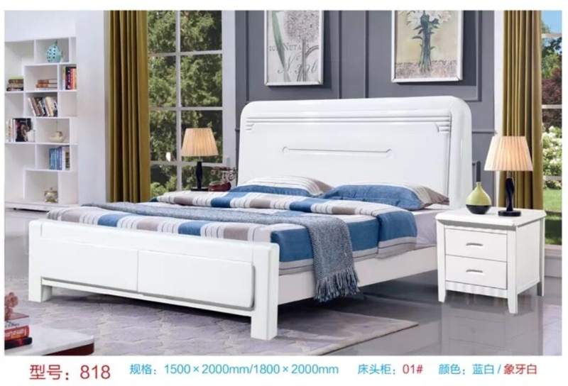 Solid Wood Frame Queen Size Modern Bed for Bedroom