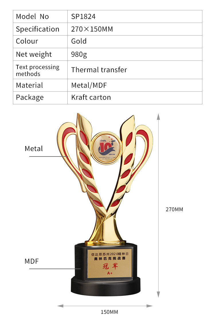 Binaural Cup-Shaped Creative Trophy Awarding Supplies Trophy