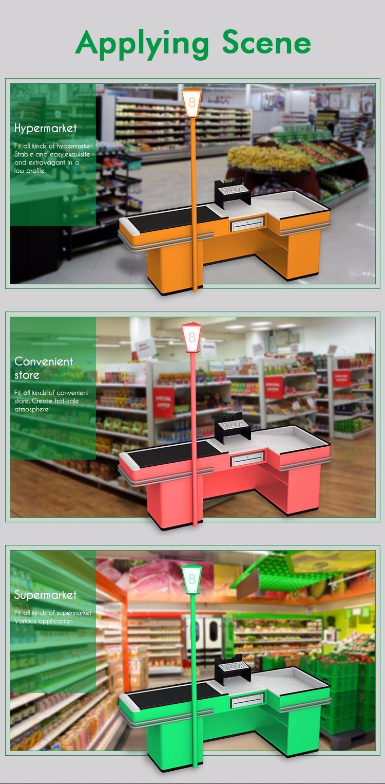 Retail Store Cash Desk Cashier Counter with Automatic Belt