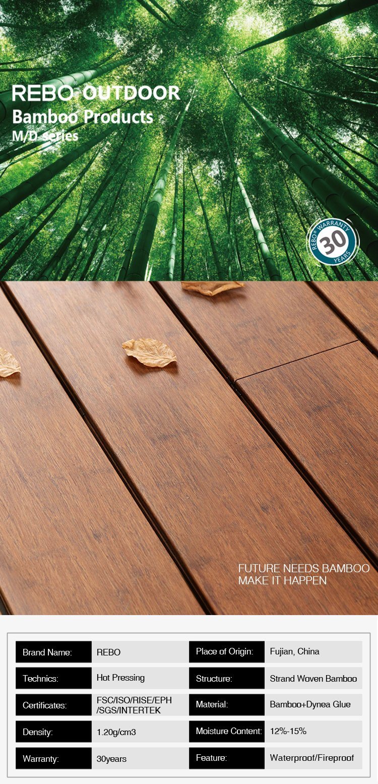 Tongue and Groove Waterproof Bamboo Terrace Deck Flooring Board