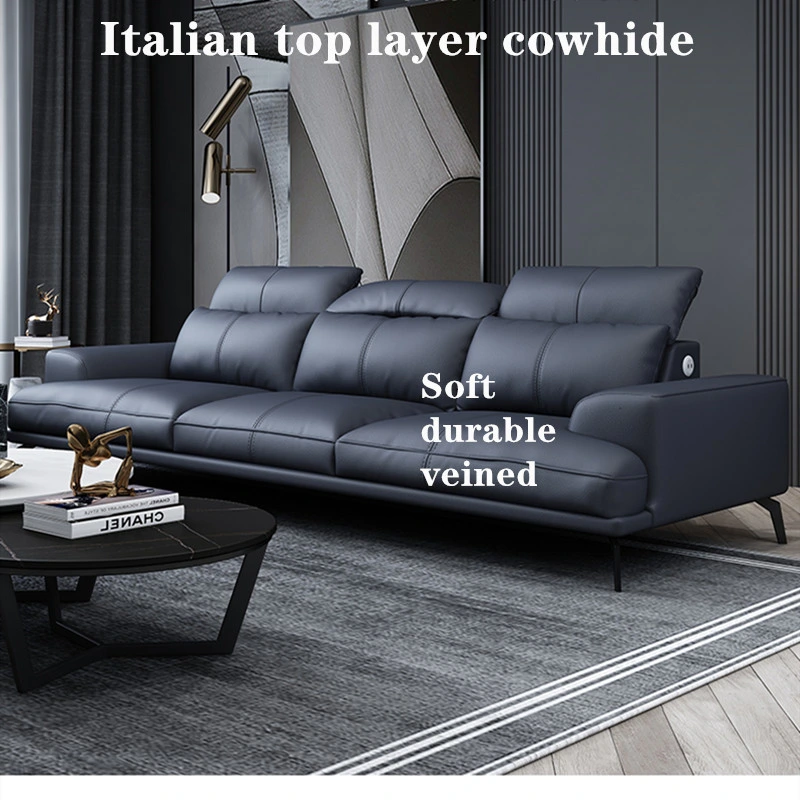 Genuine Leather #Sofa, Italian Modern Simple Sofa, Leather Cloth Art 3sofa 0028