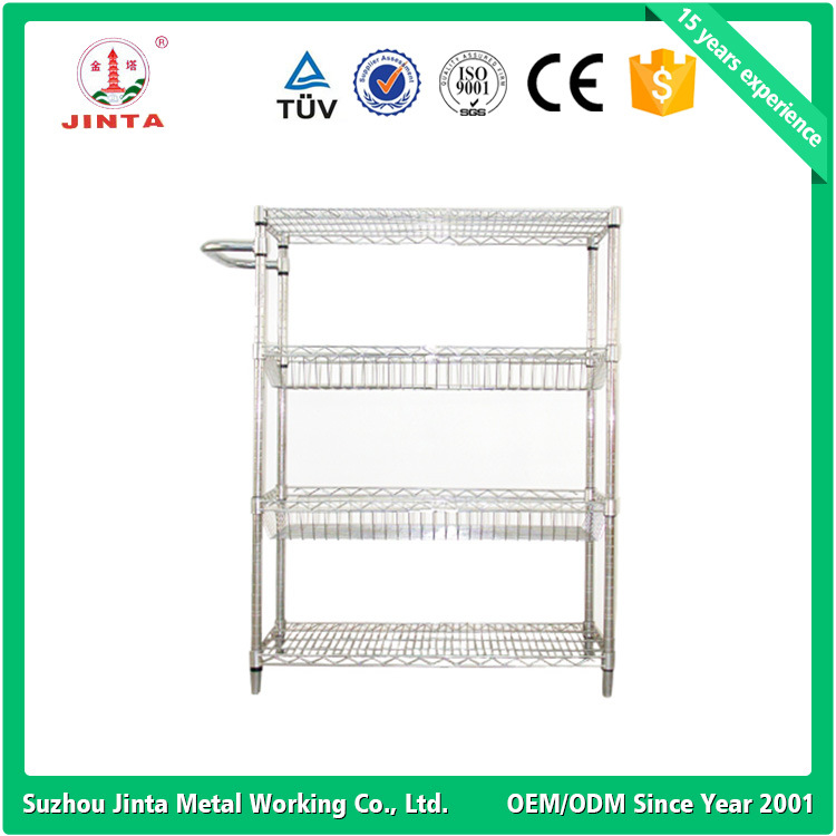 Wheeled Wire Shelf to Display Small Items or Flowers