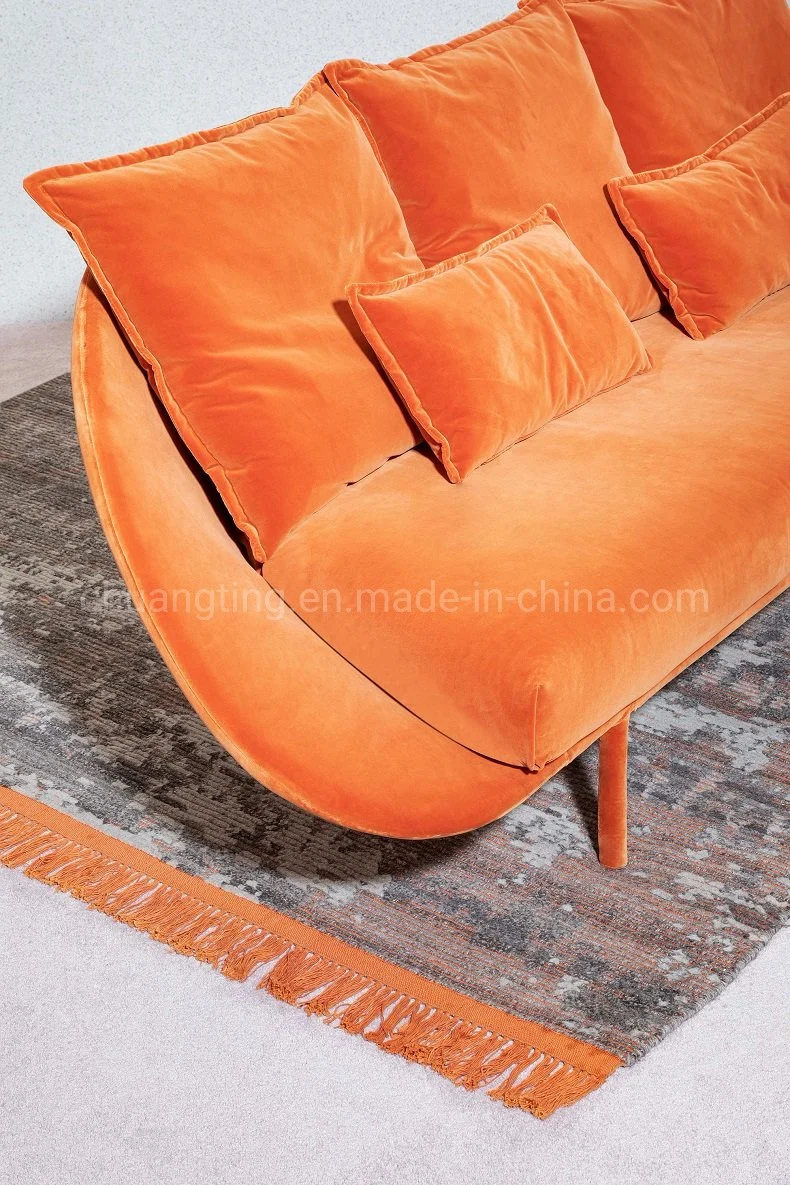 Simple Upholstered Copper Nail Vintage Style Velvet Lounge Sofa