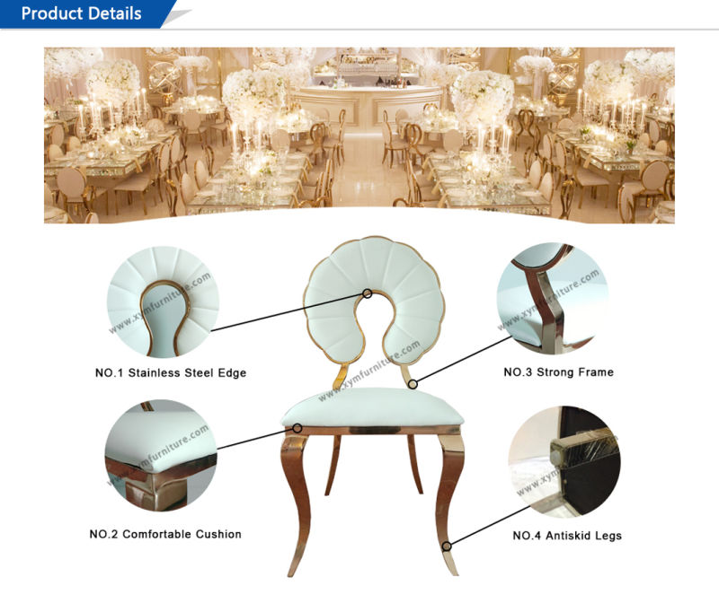 Imported Gold Stainless Steel Frame White Leather Dining Chairs for Sale