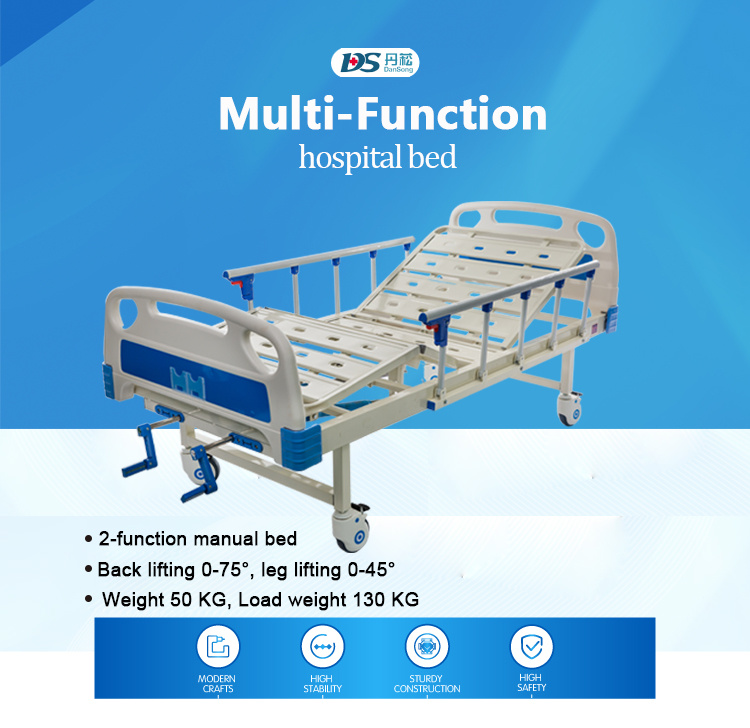 3-Function Manual Patient Bed/ICU Bed/Medical Bed/Hospital Bed/Crank Bed/Fowler Bed with Height Adjustable