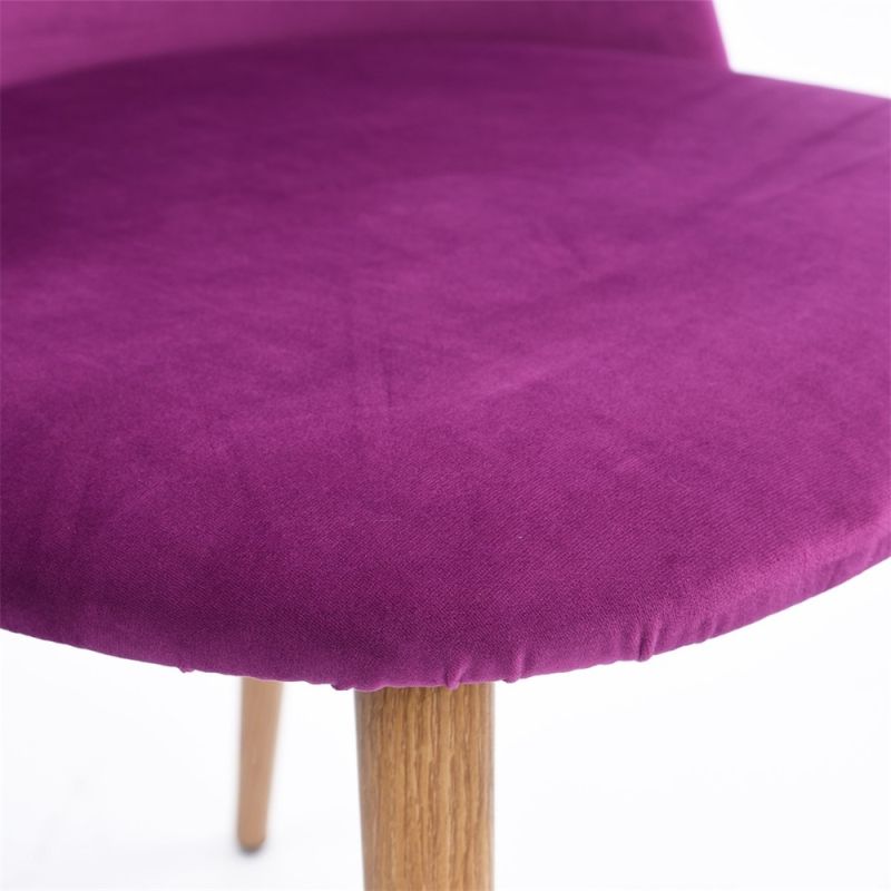 MID Century Factory Comfortable Tufted Dining Chair Purple Velvet Fabric Single Chair
