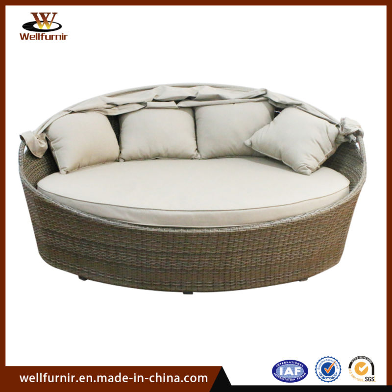 Classic Rattan Round Bed Garden Daybed for Outdoor (WF050049)