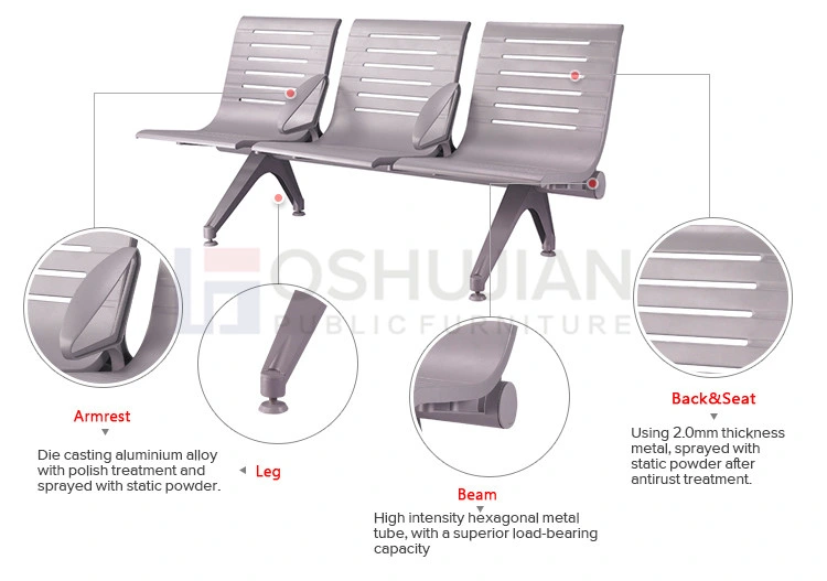Salon Furniture Waiting Chair 3 Seater Airport Steel Chair