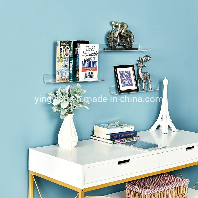 2021 Clear Acrylic Slatwall Book Shelf Acrylic Hanging Book Shelf
