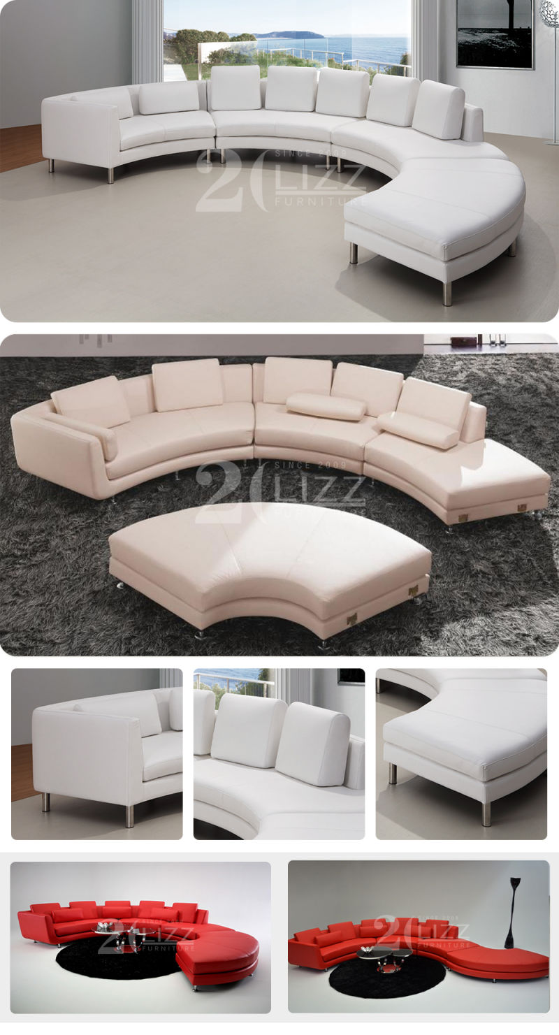 Modern Home Living Room U Shape Leather Round Sofa Set