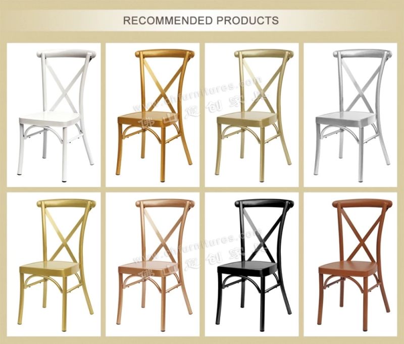 Yc-A68-01 Classic French Stylish Aluminum Dining Brown Cross Back Chair