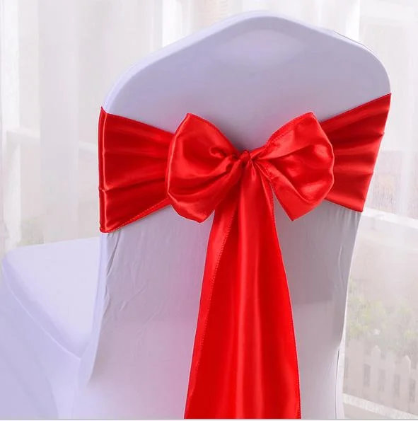 Wholesale Hotel Wedding Event Banquet Satin Chair Ribbon/Chair Sash/Chair Back Flower Chair Cover Bow