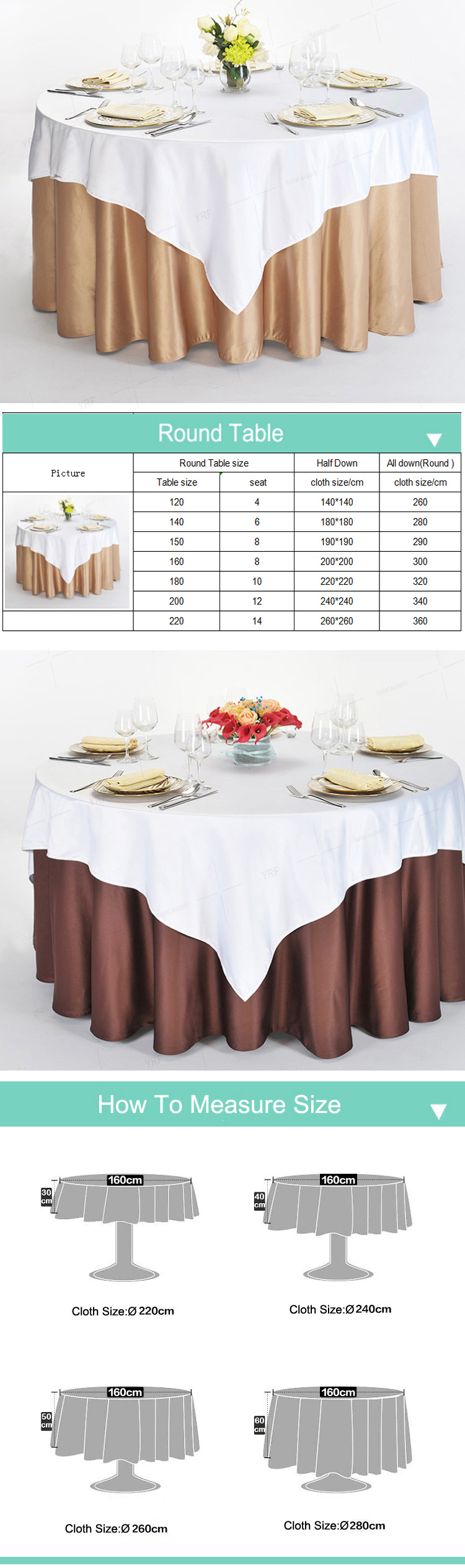 90inch Round Table Cloth Table Linen Polyester Ivory for Hotel