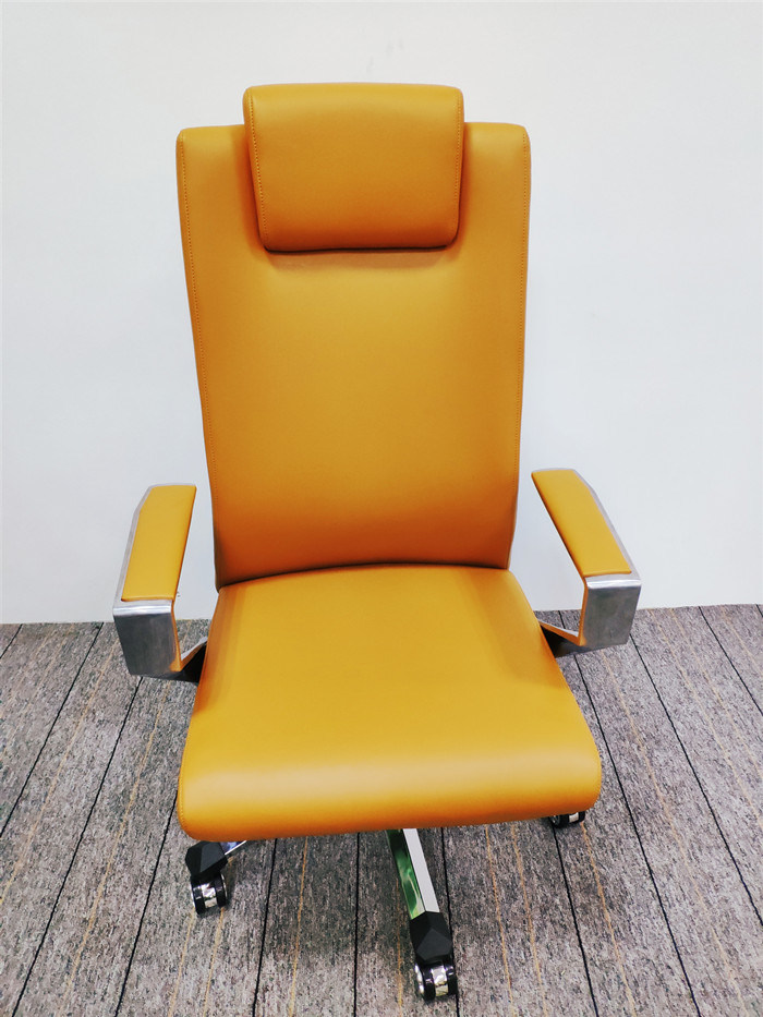 Office Visitor Chair PU Leather Plastic Handrail Electroplated Iron Feet Conference Office Chair High Back Swivel Executive Office Chair -6136A