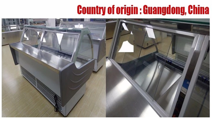 Display Cabinet Deli Sliding Door Curved Tempered Glass Service Counter Showcase