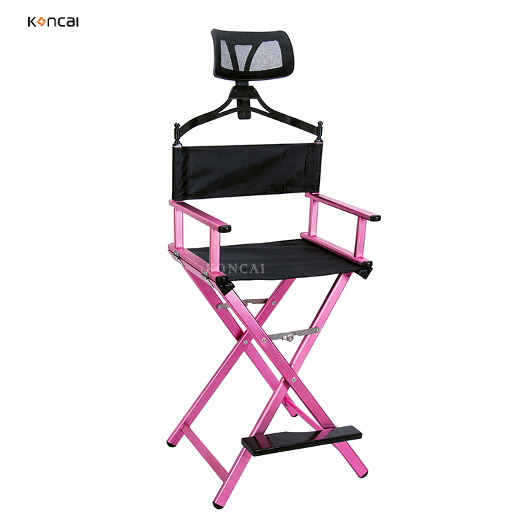 Custom Lightweight Pink Aluminum Chair Salon Barber Chair Folding Hair Styling Chair with Headrest