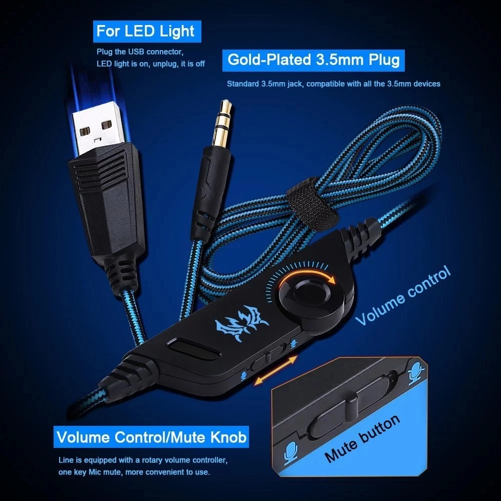 G2000 Gaming Headphone with LED Light Game Headphone for Computer Laptop Mobile Phone PS4