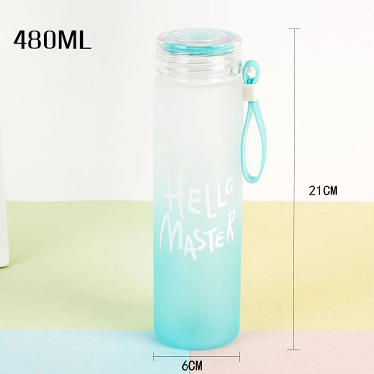 Personalised Custom Logo 450ml 550ml Borosilicate Blank Frosted Glass Water Drinking Bottle